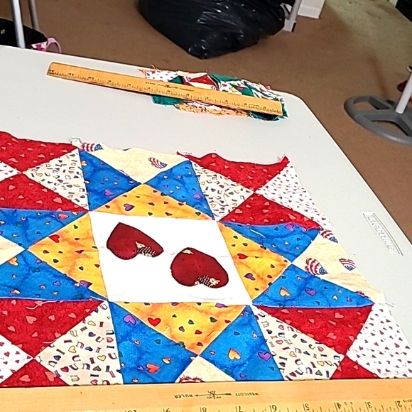 UnFinished HandMade Quilted Triangles & Squares HEARTS Quilting Sewing Cotton - Picture 13 of 15